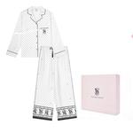 Victoria's Secret Пижамный комплект легкий блестящий атласный женский белый в горошек - фото