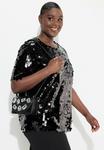 Блуза SEQUINED SHORT SLEEVE Ulla Popken, черный - фото