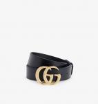 Кожаный ремень с логотипом и пряжкой Gucci, черный - фото