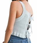 Топ с оборкой крючком, синий MIOU MUSE - фото 3