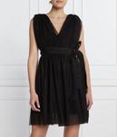 Платье Pinko из тюля с V-образным вырезом короткое, черный - фото