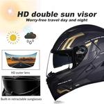 Шлем мотоциклетный BYGMWEP с двумя козырьками, черный / красный - фото 5