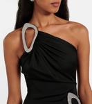 Вышитое асимметричное платье David Koma, Black/Silver - фото 4