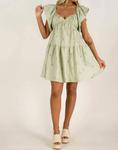Мини-платье из поплина с вырезом в форме сердца в цвете Sage En Saison - фото