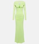 Украшенное платье с открытыми плечами BLUMARINE, зеленый - фото