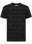 Just Cavalli футболка с логотипом в виде флока, черный - фото