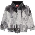 DIESEL Стильный тай-дай тедди куртка с джинсовым капюшоном, Black White - фото