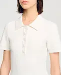 Короткое платье с воротником поло Sandro, белый - фото 3