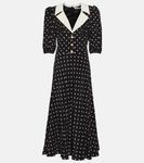 Платье миди из шелка в горошек ALESSANDRA RICH, черный - фото