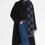 GUCCI Джаккардовый шарф с бахромой, Blue - фото 8