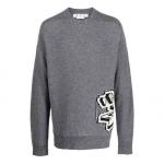 Свитер Men's Off-White FW22 Knit Long Sleeves Round Neck Wool Sweater Gray - фото