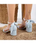 Сандалии Illy Low Block Heel с жемчугом Forever & Always Shoes, синий - фото 6
