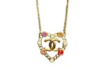 CHANEL Double C Rhinestone Колье Women's Gold - фото 3
