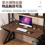 Компьютерный стол Xinmeikai 160x60x170 см с полками, черная рама, темный орех - фото 7