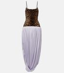 Леопардовое платье-макси с драпировкой Jacques Wei, Violet - фото