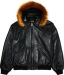 Куртка Supreme x Schott Hooded Leather Bomber 'Black', черный - фото