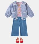 Вышитые кожаные балетки Bonpoint, Rouge - фото 2