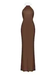 Платье макси с вырезом халтер KOROBEYNIKOV, коричневый - фото
