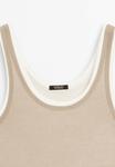 Футболка Massimo Dutti DOUBLE-STRAP WITH ROUND NECK, Beige - фото 9