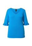 Футболка Ulla Popken RUFFLE CUFF 3/4 SLEEVE V-NECK, Aqua/Light Blue - фото 6