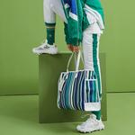 LINING Полиэстеровая сумка-шоппер, шоппер, сумка Regular Unisex Blue Green Stripes - фото 5