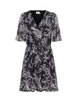 Lecta Paisley Print мини-платье с V-образным вырезом KAFFE, Black/Multi - фото 5