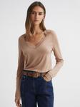 Топ Brady с V-образным вырезом Reiss, кэмел - фото