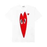 Футболка Comme des Garçons PLAY Red Emblem с длинным сердечком, цвет Белый - фото