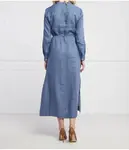 Желтое льняное платье Marella Sport, синий - фото 4