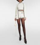 Полосатые хлопковые шорты косой вязки Alessandra Rich, белый - фото 2