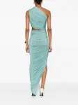 Платье на одно плечо со сборками Alaïa, синий - фото 4