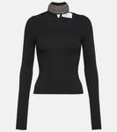 Украшенный свитер из смесовой шерсти Giuseppe Di Morabito, черный - фото