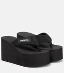 Босоножки с ремешками на платформе Coperni, черный - фото