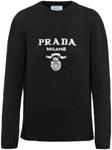 Prada кашемировый джемпер с логотипом, черный - фото