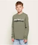 Лонгслив regular fit Boss Kidswear, зеленый - фото