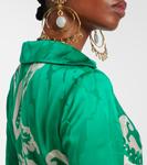 Платье-халат из атласа с принтом Etro, Verde - фото 6