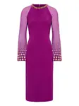 Платье миди Eurabia с сетчатыми рукавами Jenny Packham, фиолетовый - фото