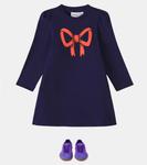 Платье-свитшот из хлопка с бантом Mini Rodini, синий - фото 2