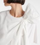 Футболка из хлопкового джерси с бантом Max Mara, белый - фото 4