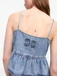 Джинсовый топ с логотипом Ganni, синий - фото 4