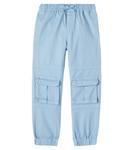 Хлопковые карго-брюки из твила Stella McCartney Kids, Azure-Blue - фото