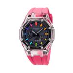 Часы Casio G-Shock Analog-Digital 2100 Series, арт. GA-2100-1A1, розовый/прозрачный/черно-радужный - фото