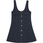 Мини-платье на пуговицах GANNI, темно-синий - фото