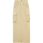 Джинсовая карго-макси юбка с декором Self-portrait, хаки - фото 3