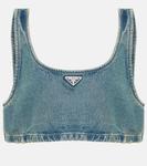 Джинсовый топ с логотипом Prada, Mid Blue - фото