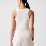 Ребристый топ с халтер-воротником Gap, белый - фото 3