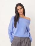 Джемпер с открытыми плечами ASOS DESIGN синего цвета - фото 3