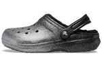 Сабо Crocs Classic Glitter Lined Clogs 'Black Silver' Women's - фото