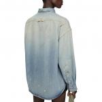 Потертая джинсовая рубашка Acne Studios, светло-голубой - фото 4