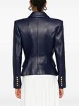 Кожаный блейзер Balmain на 6 пуговицах, синий - фото 4
